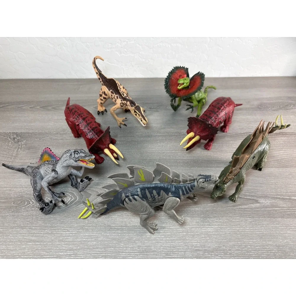 Dinosaur Action Figure Toy Lot 7pc Triceratops Spinosaurus Stegosaurus Kids Set